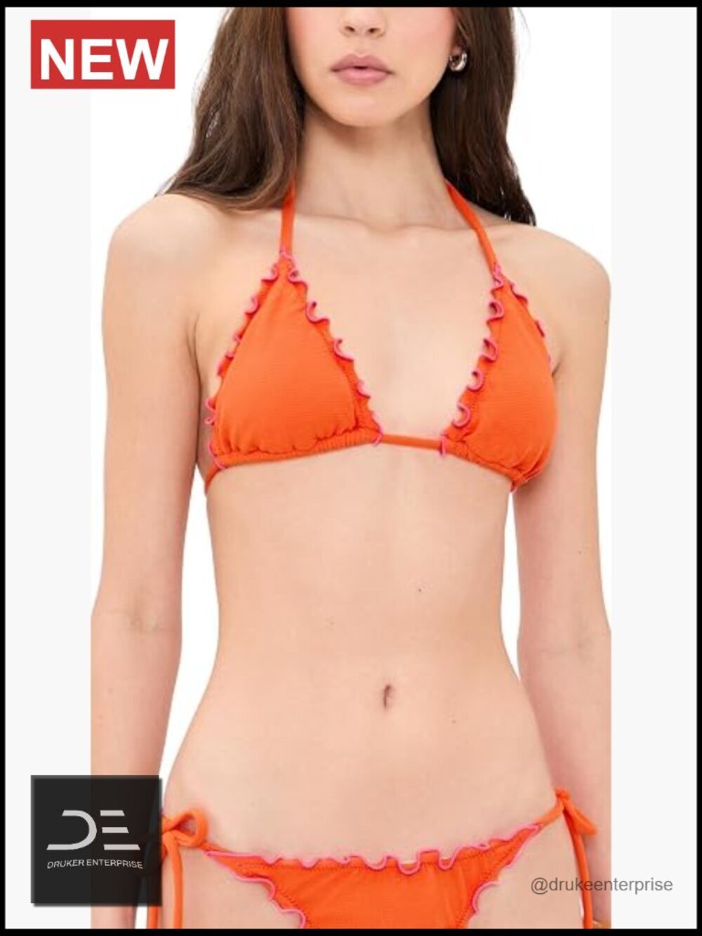 Lettuce Edge Triangle Bikini Top with Removable Pads